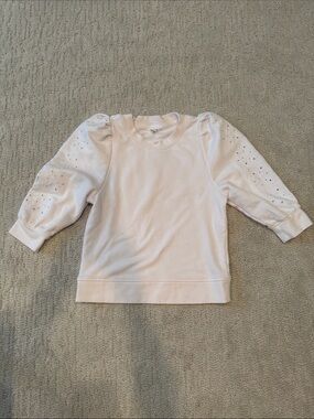 Splendid Puff-Sleeve Eyelet Sweatshirt, 3/4 sleeve - Woman’s XS